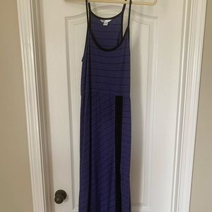 Navy and black maxi dress with leg slit